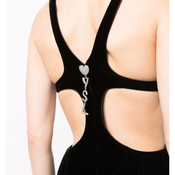 SAINT LAURENT  YSL Women's Black Cut-out Silk Dress size 4 FR 36 - Picture 3 of 16